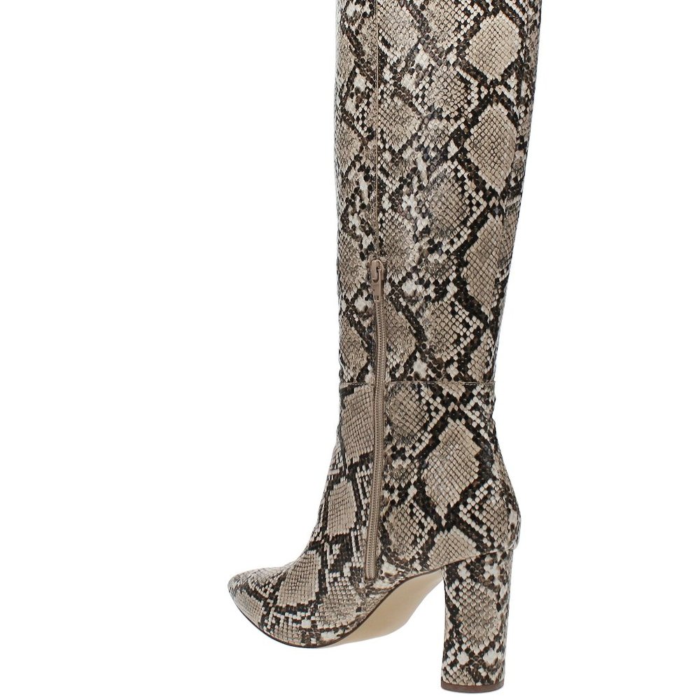 Aqua Maria Block Heel Snake-Embossed Leather Boots